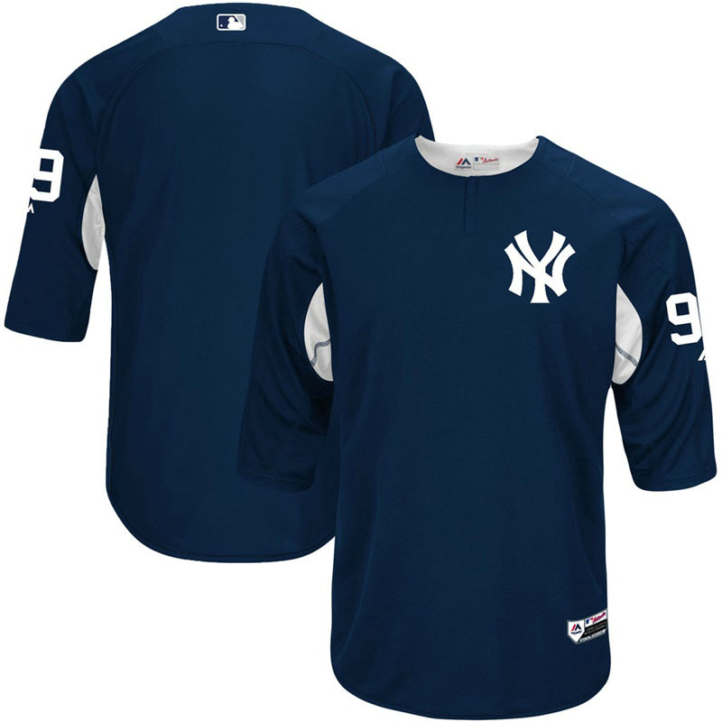 New York Yankees Aaron Judge Fashion On-Field 3/4-Sleeve Player Batting Practice Jersey-Navy