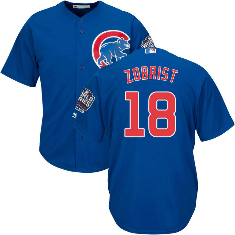 Chicago Cubs Ben Zobrist #18 Royal 2016 World Series Champions Patch Cool Base Jersey