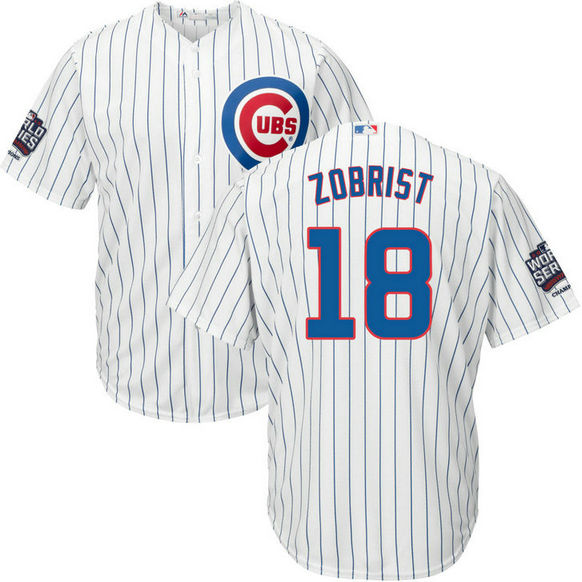 Chicago Cubs Ben Zobrist #18 White 2016 World Series Champions Patch Cool Base Jersey