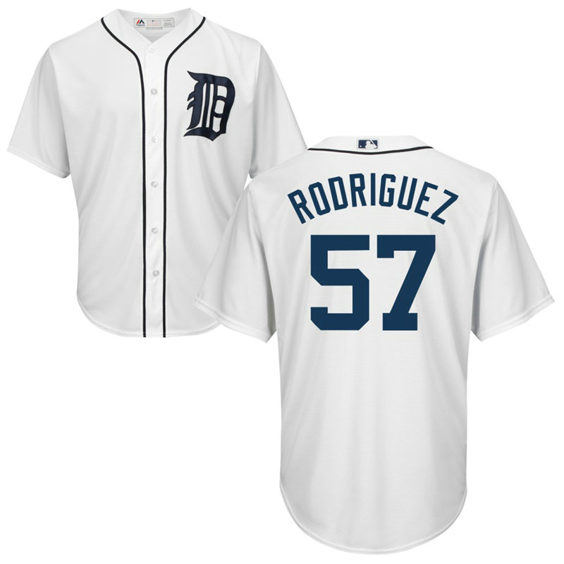 Mens Detroit Tigers Francisco Rodriguez #57 Home White Cool Base Jersey