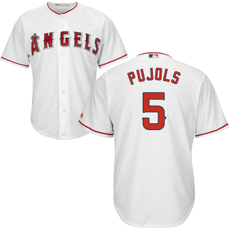 Mens Los Angeles Angels Albert Pujols #5 Home White Cool Base Jersey Mens Los Angeles Angels Albert Pujols #5 Home White Cool Base Jersey