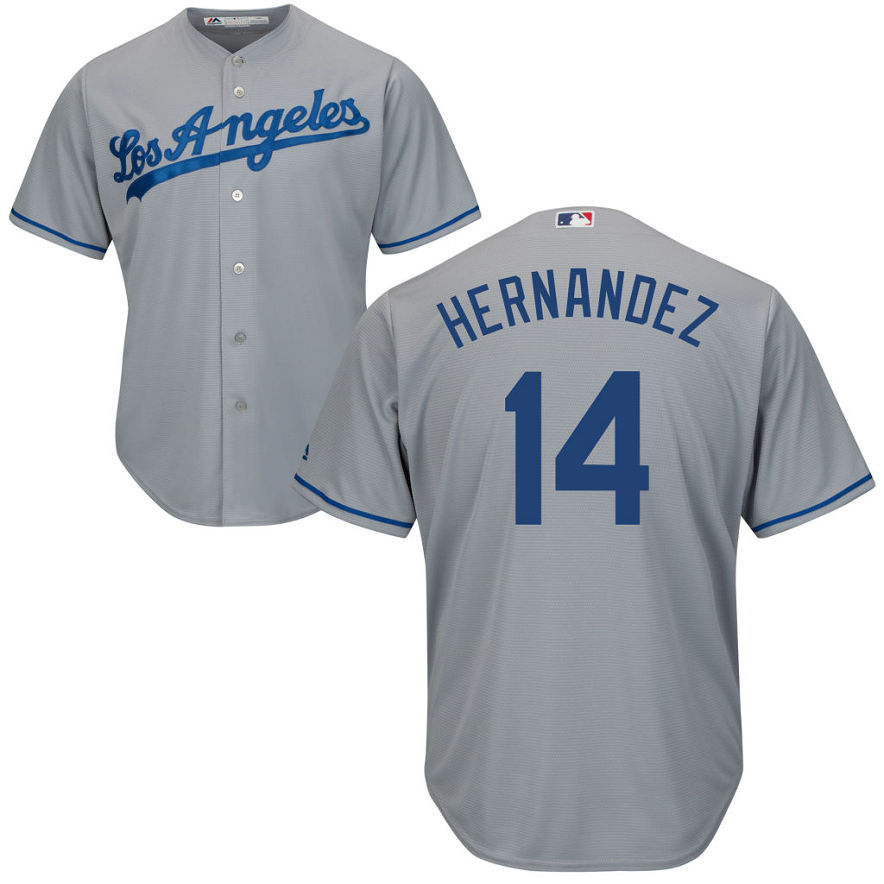 Mens Los Angeles Dodgers Enrique Hernandez #14 Road Grey Cool Base Jersey
