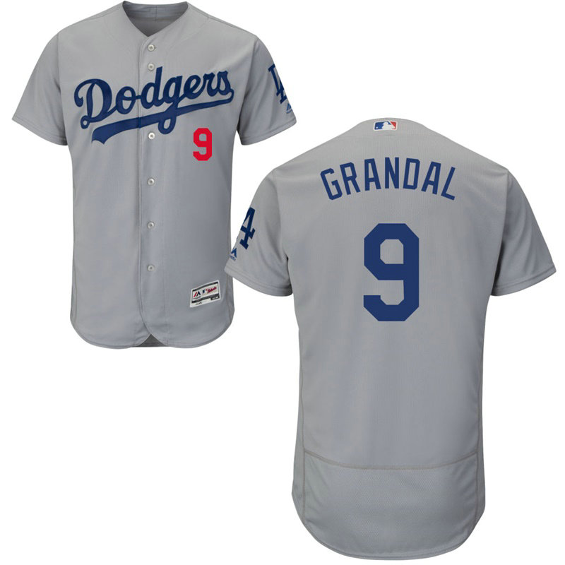 Los Angeles Dodgers Yasmani Grandal #9 Alternate Grey Road Authentic Collection Flex Base Jersey Los Angeles Dodgers Yasmani Grandal #9 Alternate Grey Road Authentic Collection Flex Base Jersey