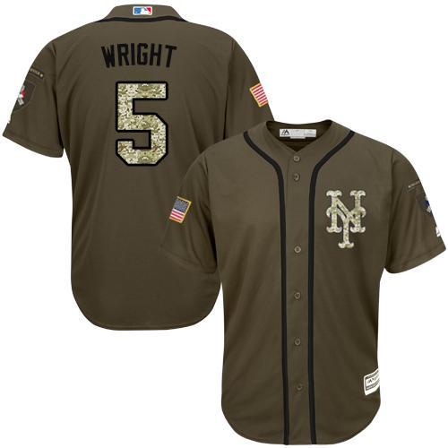 New York Mets #5 David Wright Olive Camo Jersey