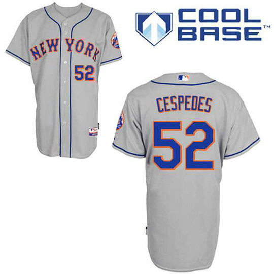 New York Mets #52 Yoenis Cespedes Grey Away Cool Base Jersey New York Mets #52 Yoenis Cespedes Grey Away Cool Base Jersey