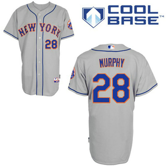 New York Mets #28 Daniel Murphy Grey Away Cool Base Jersey