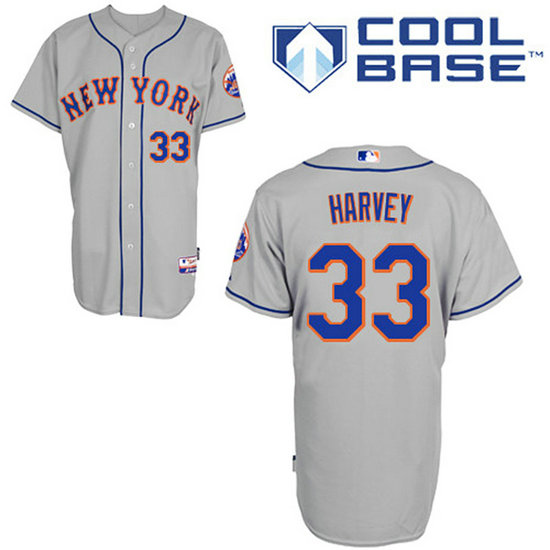 New York Mets #33 Matt Harvey Grey Away Cool Base Jersey