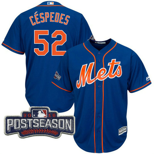 New York Mets Yoenis Cespedes #52 Royal 2016 Postseason Patch Cool Base Jersey New York Mets Yoenis Cespedes #52 Royal 2016 Postseason Patch Cool Base Jersey