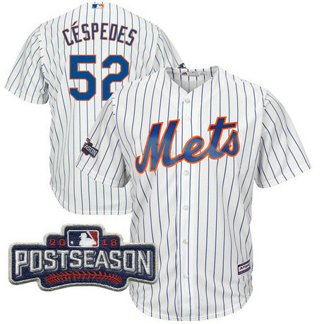 New York Mets Yoenis Cespedes #52 White 2016 Postseason Patch Cool Base Jersey New York Mets Yoenis Cespedes #52 White 2016 Postseason Patch Cool Base Jersey
