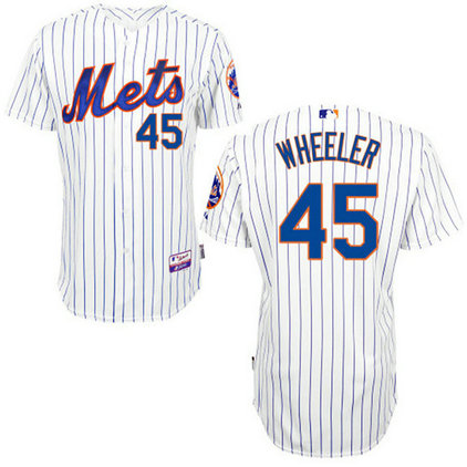 New York Mets #45 Zack Wheeler White (Blue Strip) Home Cool Base Jersey