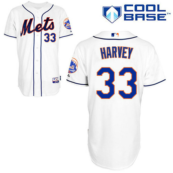 New York Mets #33 Matt Harvey Authentic White Alternate Cool Base Jersey