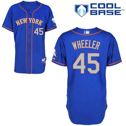 New York Mets #45 Zack Wheeler Authentic Royal Blue Alternate Away Cool Base Jersey