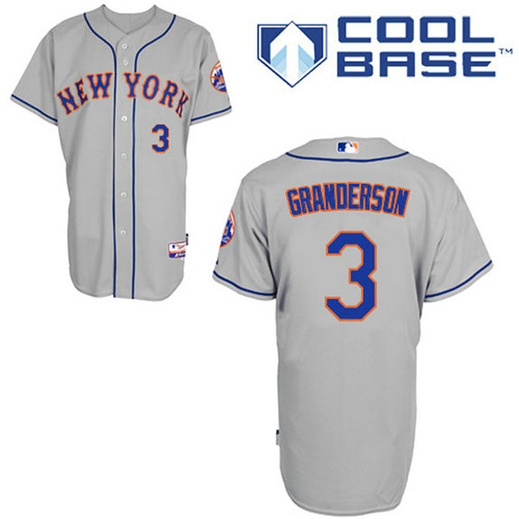 New York Mets #3 Curtis Granderson Authentic Grey Away Cool Base Jersey New York Mets #3 Curtis Granderson Authentic Grey Away Cool Base Jersey