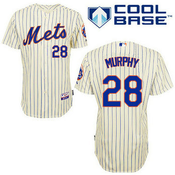 New York Mets #28 Daniel Murphy Authentic Cream Home Cool Base Jersey