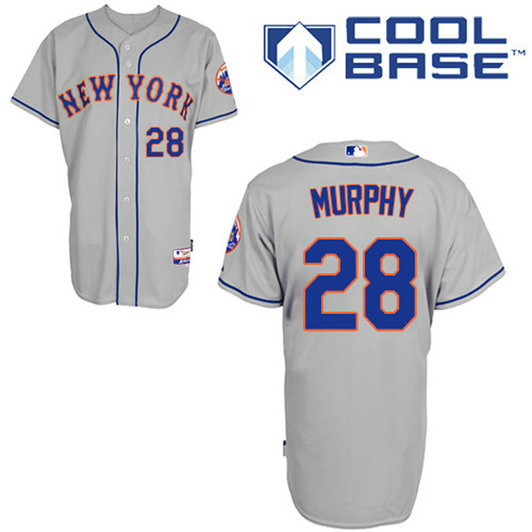 New York Mets #28 Daniel Murphy Authentic Grey Away Cool Base Jersey