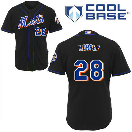 New York Mets #28 Daniel Murphy Authentic BlackCool Base Jersey