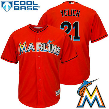 Miami Marlins Christian Yelich #21 Firebrick Alternate Cool Base Jersey Miami Marlins Christian Yelich #21 Firebrick Alternate Cool Base Jersey