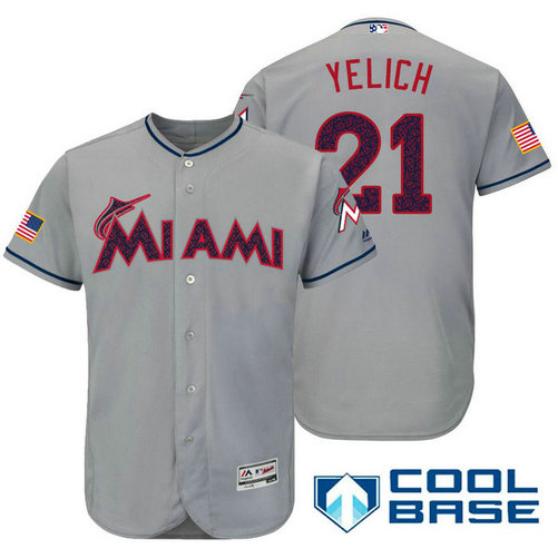 Miami Marlins #21 Christian Yelich Grey Stars & Stripes 2016 Independence Day Cool Base Jersey Miami Marlins #21 Christian Yelich Grey Stars & Stripes 2016 Independence Day Cool Base Jersey
