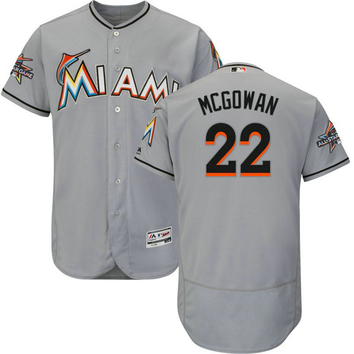 Miami Marlins Dustin McGowan #22 Grey 2017 All-Star Game Patch Road Flex Base Jersey