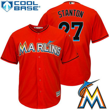 Miami Marlins Giancarlo Stanton #27 Firebrick Alternate Cool Base Jersey