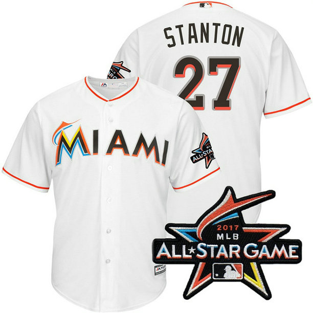 Miami Marlins Giancarlo Stanton #27 White 2017 All-Star Game Patch Cool Base Jersey Miami Marlins Giancarlo Stanton #27 White 2017 All-Star Game Patch Cool Base Jersey