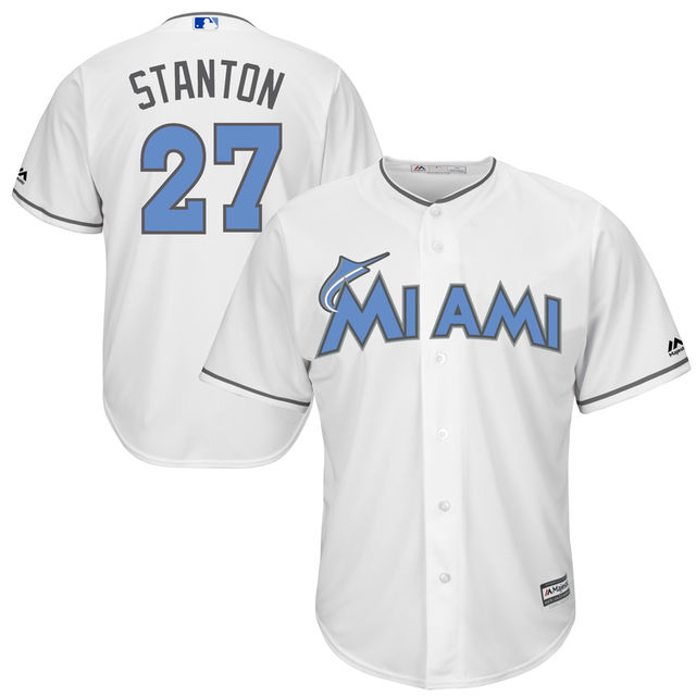 Miami Marlins #27 Giancarlo Stanton White Fashion 2016 Father's Day Cool Base Jersey Miami Marlins #27 Giancarlo Stanton White Fashion 2016 Father's Day Cool Base Jersey
