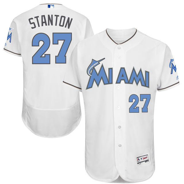 Miami Marlins #27 Giancarlo Stanton White Fashion 2016 Father's Day Flex Base Jersey Miami Marlins #27 Giancarlo Stanton White Fashion 2016 Father's Day Flex Base Jersey