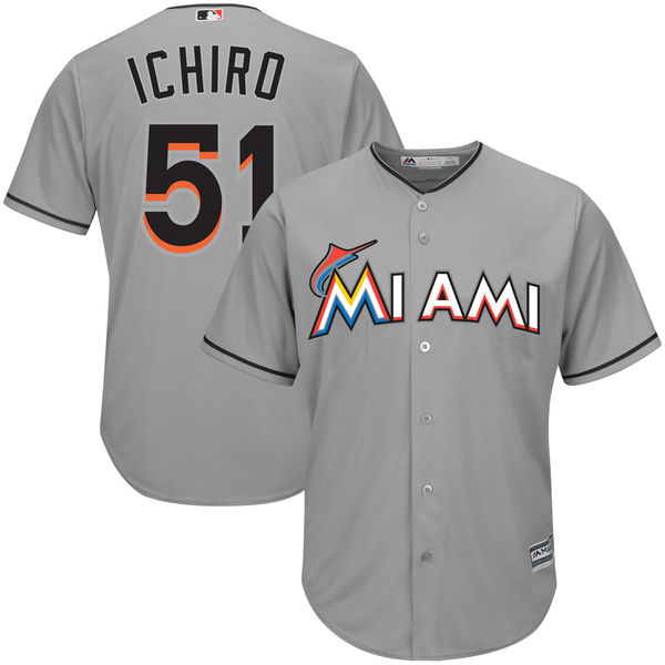 Miami Marlins #51 Ichiro Suzuki Grey Official Cool Base Jersey
