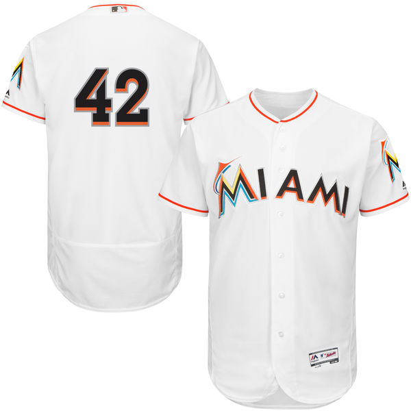 Miami Marlins Jackie Robinson #42 White Authentic Collection Flexbase Jersey