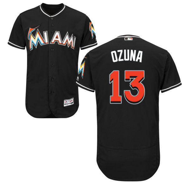 Miami Marlins Marcell Ozuna #13 Black Authentic Collection Flexbase Jersey