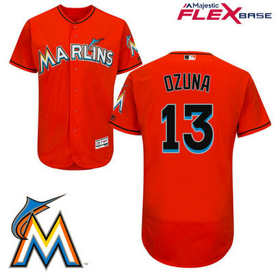 Miami Marlins Marchell Ozuna #13 Firebrick Flex Base Player Jersey Miami Marlins Marchell Ozuna #13 Firebrick Flex Base Player Jersey