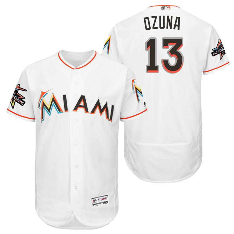 Miami Marlins Marchell Ozuna #13 White 2017 All-Star Game Patch Flex Base Jersey Miami Marlins Marchell Ozuna #13 White 2017 All-Star Game Patch Flex Base Jersey