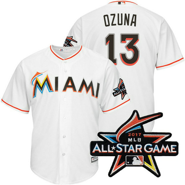 Miami Marlins Marchell Ozuna #13 White 2017 All-Star Game Patch Cool Base Jersey Miami Marlins Marchell Ozuna #13 White 2017 All-Star Game Patch Cool Base Jersey
