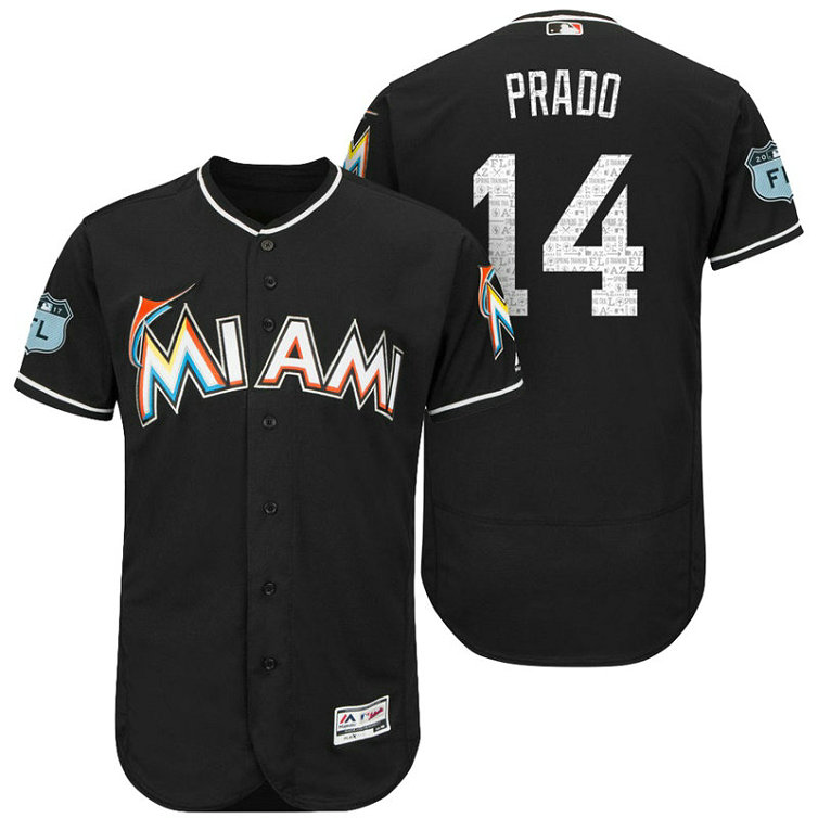 Miami Marlins Martin Prado #14 Black 2017 Spring Training Grapefruit League Patch Authentic Collection Flex Base Jersey Miami Marlins Martin Prado #14 Black 2017 Spring Training Grapefruit League Patch Authentic Collection Flex Base Jersey