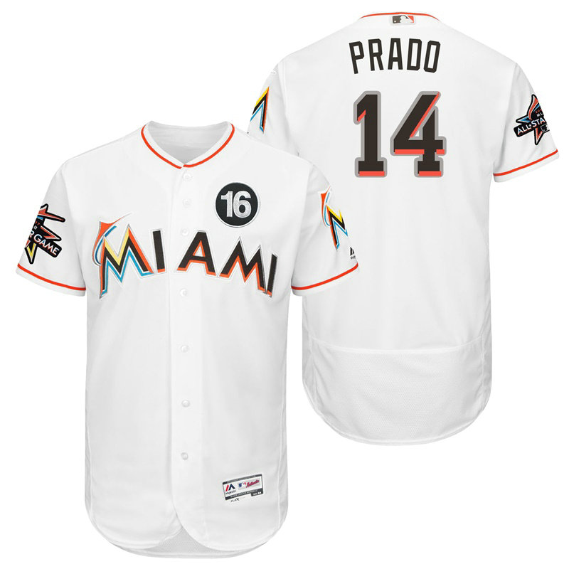 Miami Marlins Martin Prado #14 White 2017 All-Star Jose Fernandez Patch Flex Base Jersey