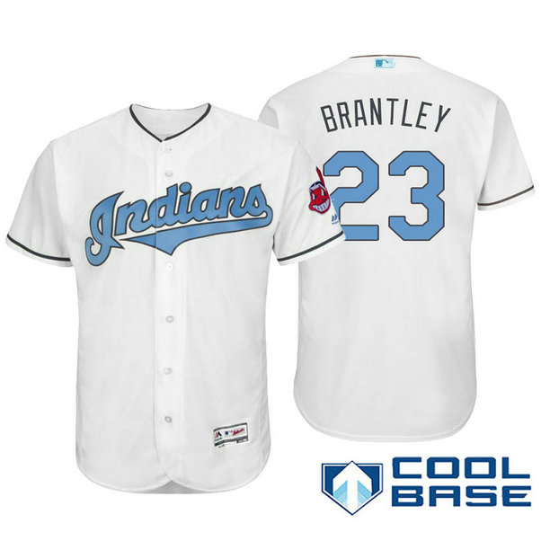 Cleveland Indians #23 Michael Brantley White Fashion 2016 Father's Day Cool Base Jersey Cleveland Indians #23 Michael Brantley White Fashion 2016 Father's Day Cool Base Jersey