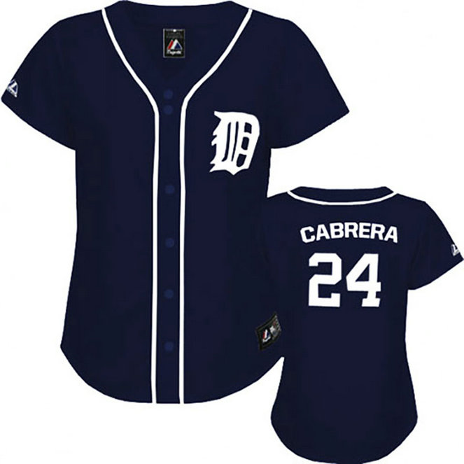 Detroit Tigers #24 Miguel Cabrera Navy Blue WoFashion Jersey