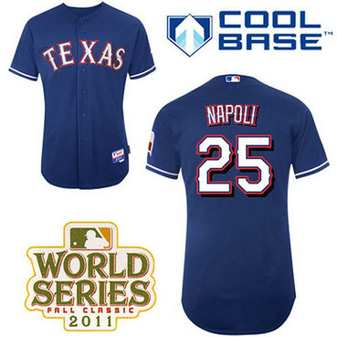 Texas Rangers #25 Mike Napoli Blue Alternate 2 Cool Base 2011 World Series Patch Jersey Texas Rangers #25 Mike Napoli Blue Alternate 2 Cool Base 2011 World Series Patch Jersey