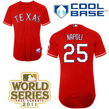 Texas Rangers #25 Mike Napoli Red Alternate 1 Cool Base 2011 World Series Patch Jersey Texas Rangers #25 Mike Napoli Red Alternate 1 Cool Base 2011 World Series Patch Jersey