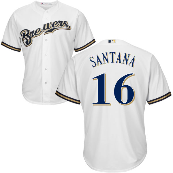 Milwaukee Brewers Domingo Santana #16 White Authentic Cool base Jersey