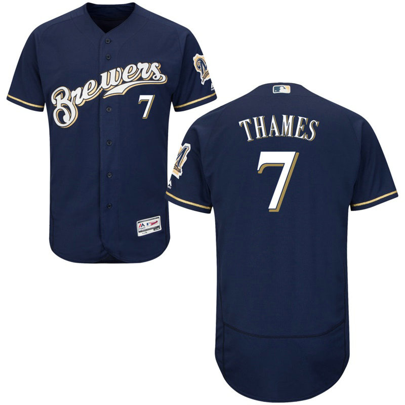 Milwaukee Brewers Eric Thames #7 Navy Alternate Home Flex Base Jersey Milwaukee Brewers Eric Thames #7 Navy Alternate Home Flex Base Jersey