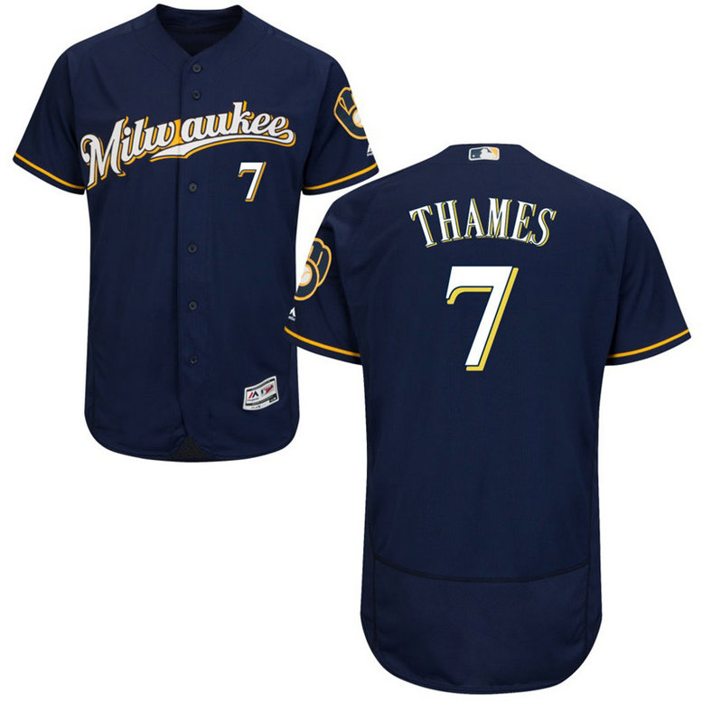 Milwaukee Brewers Eric Thames #7 Navy Alternate Road Flex Base Jersey Milwaukee Brewers Eric Thames #7 Navy Alternate Road Flex Base Jersey