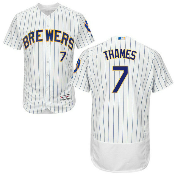 Milwaukee Brewers Eric Thames #7 White Alternate Flex Base Jersey Milwaukee Brewers Eric Thames #7 White Alternate Flex Base Jersey