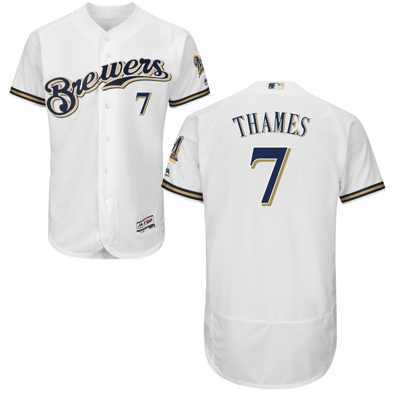 Milwaukee Brewers Eric Thames #7 White Home Flex Base Jersey