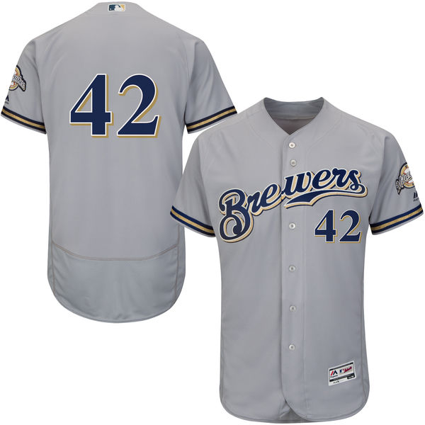 Milwaukee Brewers Jackie Robinson #42 Grey Authentic Collection Flexbase Jersey Milwaukee Brewers Jackie Robinson #42 Grey Authentic Collection Flexbase Jersey