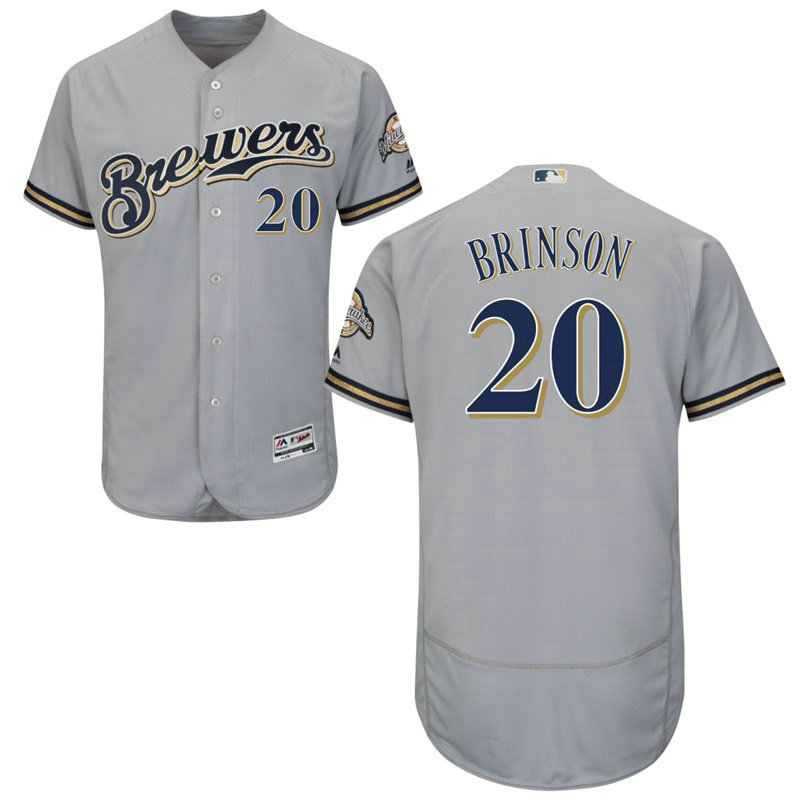 Milwaukee Brewers Lewis Brinson #20 Grey Road Flex Base Jersey