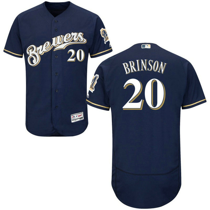 Milwaukee Brewers Lewis Brinson #20 Navy Alternate Home Flex Base Jersey