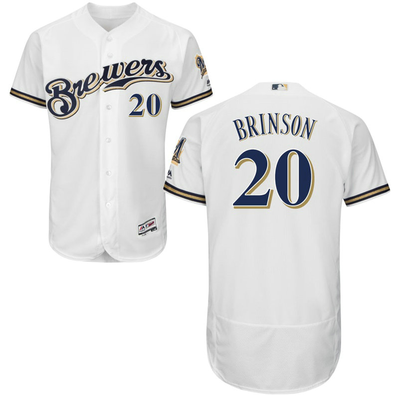 Milwaukee Brewers Lewis Brinson #20 White Home Flex Base Jersey