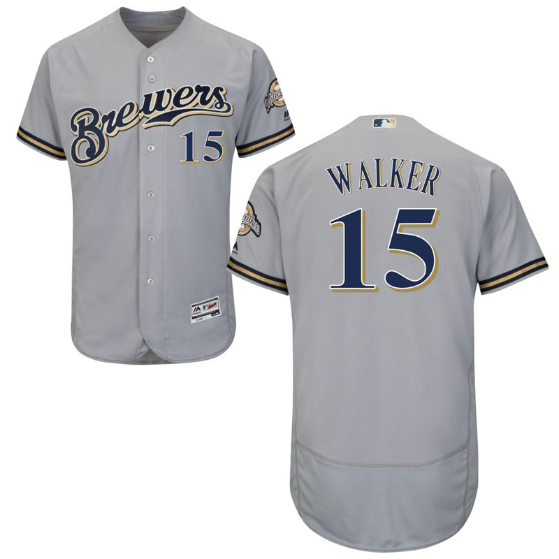 Milwaukee Brewers Neil Walker #15 Grey Road Flex Base Jersey Milwaukee Brewers Neil Walker #15 Grey Road Flex Base Jersey