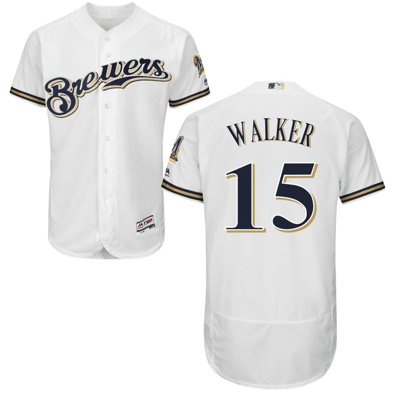 Milwaukee Brewers Neil Walker #15 White Home Flex Base Jersey